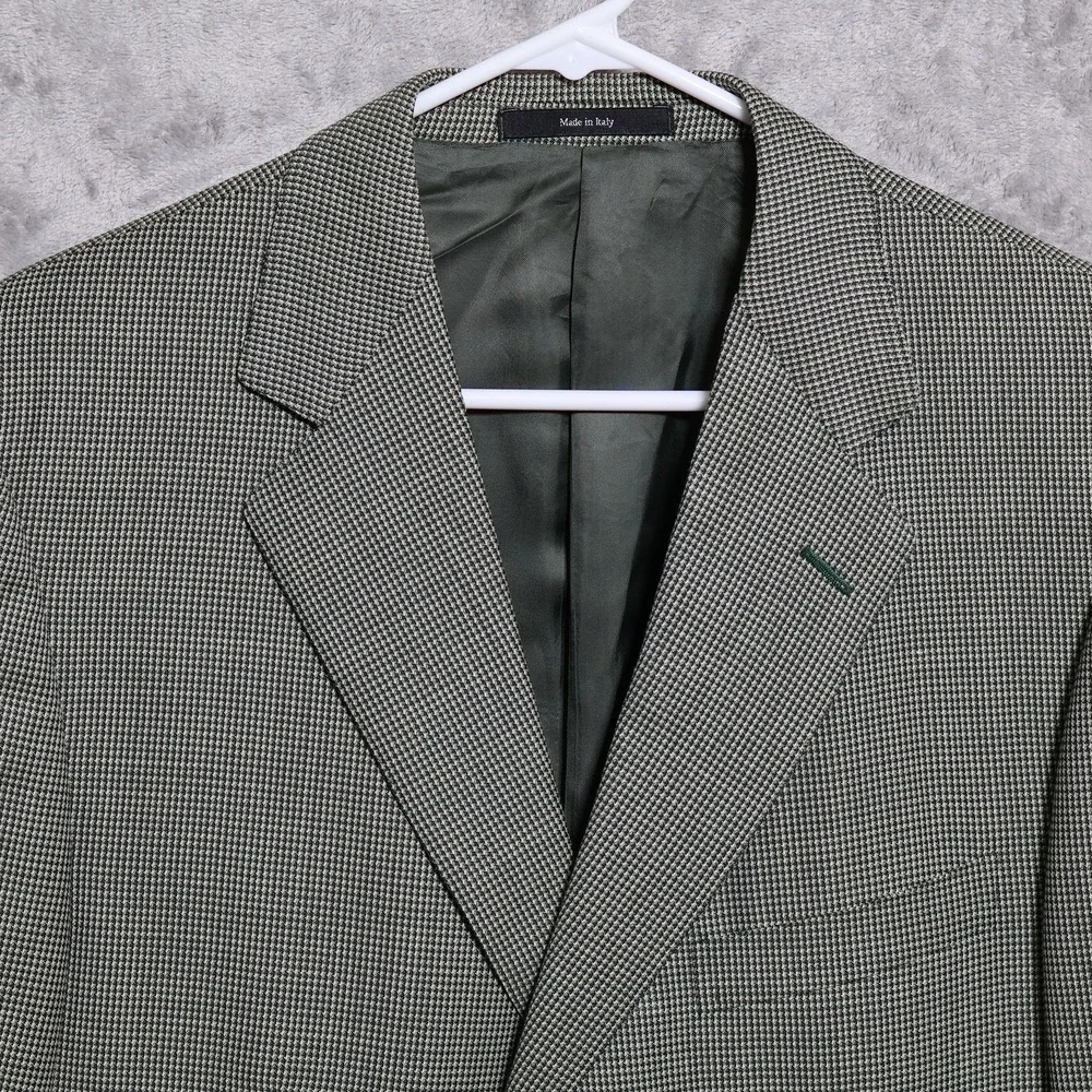 Ermenegildo Zegna Sport Coat Mens 46R Green Brown Houndstooth Two-Button Wool